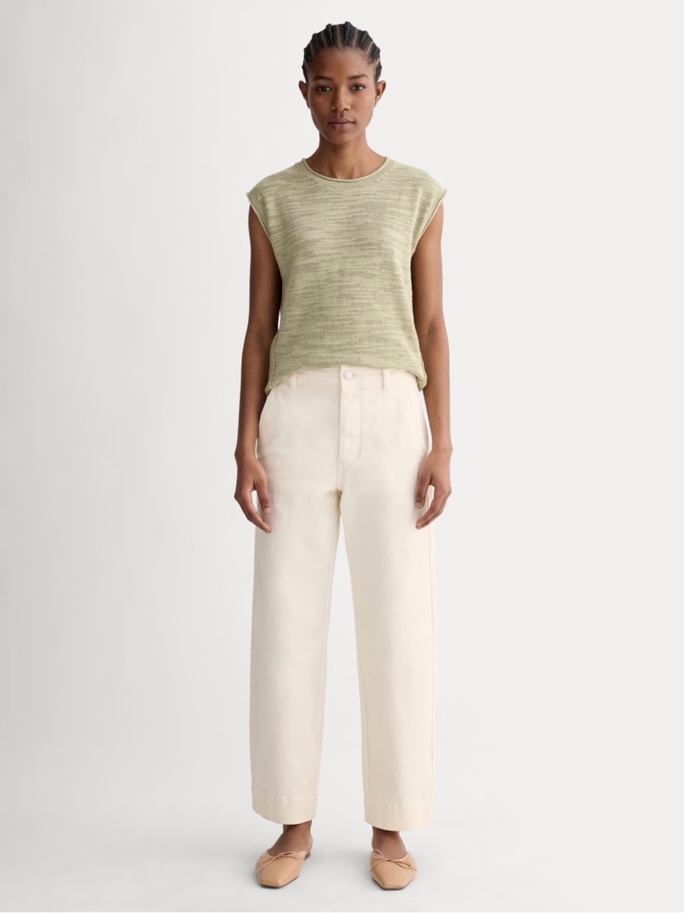 Everlane UTILITY STRAIGHT-LEG PANTs bone white Size 14 NWT cropped cotton